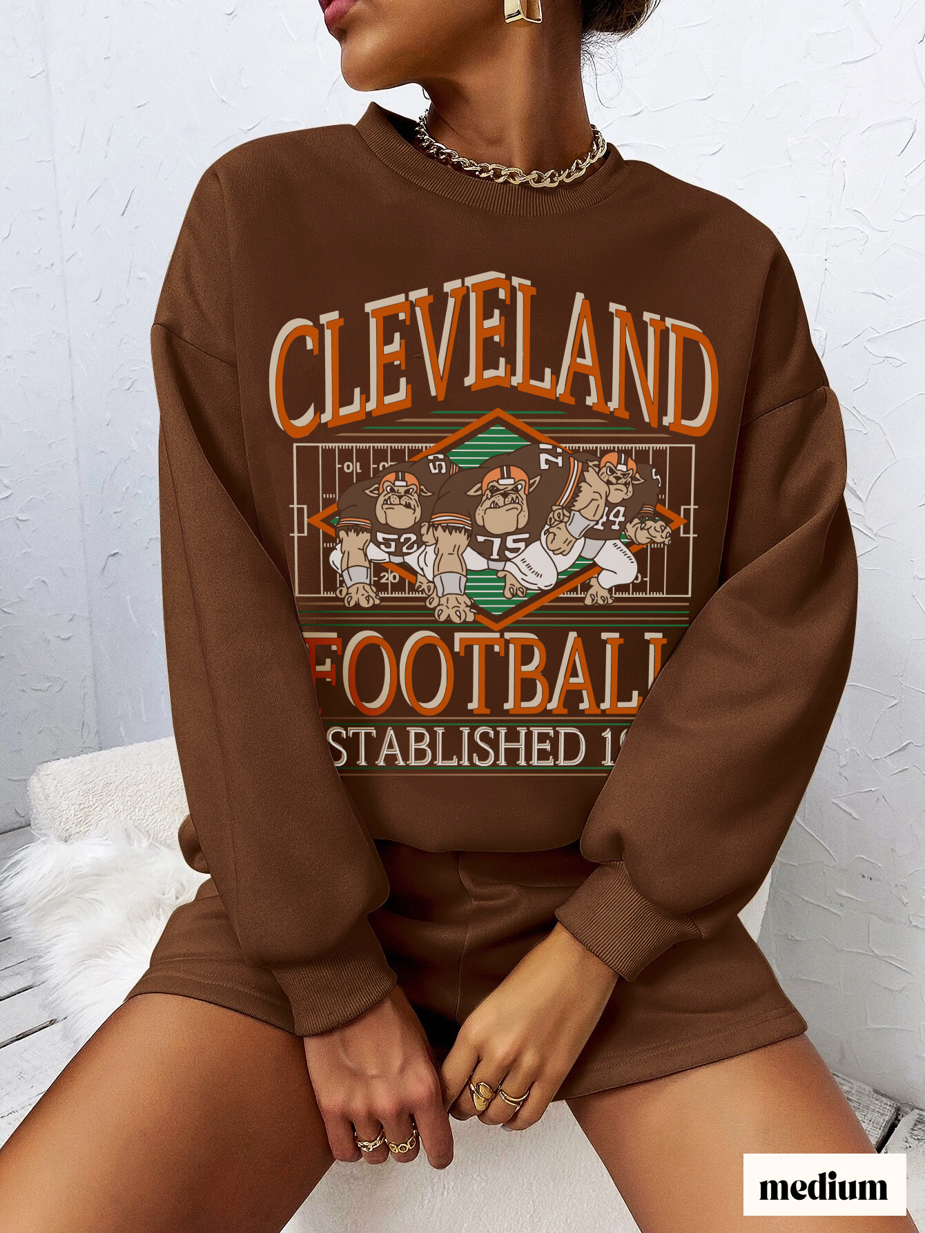 90's Cleveland Browns Sweatshirt - Vintage Browns Hoodie - Men's & Women's  NFL Football Crewneck - Design 2