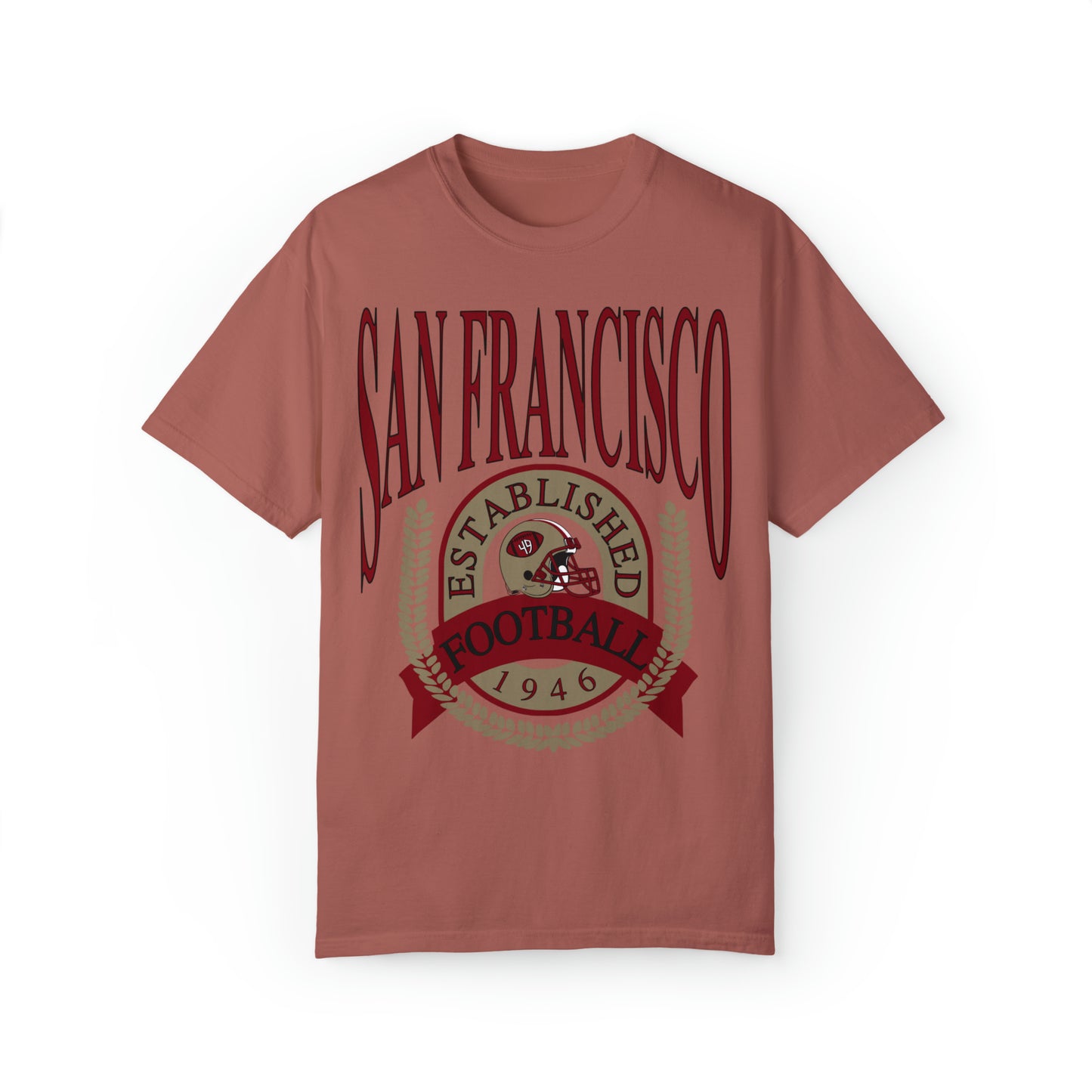 Comfort Colors Throwback San Francisco 49ERS NFL Football Tee - Short Sleeve T-Shirt Unisex Men's Women's Oversized Apparel - Design 1