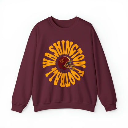 Hippy Style Washington Commanders Football Crewneck - Vintage Football Sweatshirt - Retro Redskins 70's, 80's, 90's - Design 2