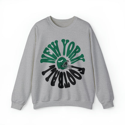 Hippy Retro New York Jets Football Sweatshirt - Vintage Style Football Crewneck - Men's & Women's Football Apparel