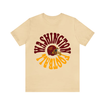 Hippy Style Washington Commanders Short Sleeve T-Shirt - Vintage Football Tee - Retro Redskins 70's, 80's, 90's - Design 2