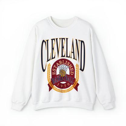 Vintage Cleveland Cavaliers Crewneck Sweatshirt Navy Blue - Retro Unisex Basketball Sweatshirt