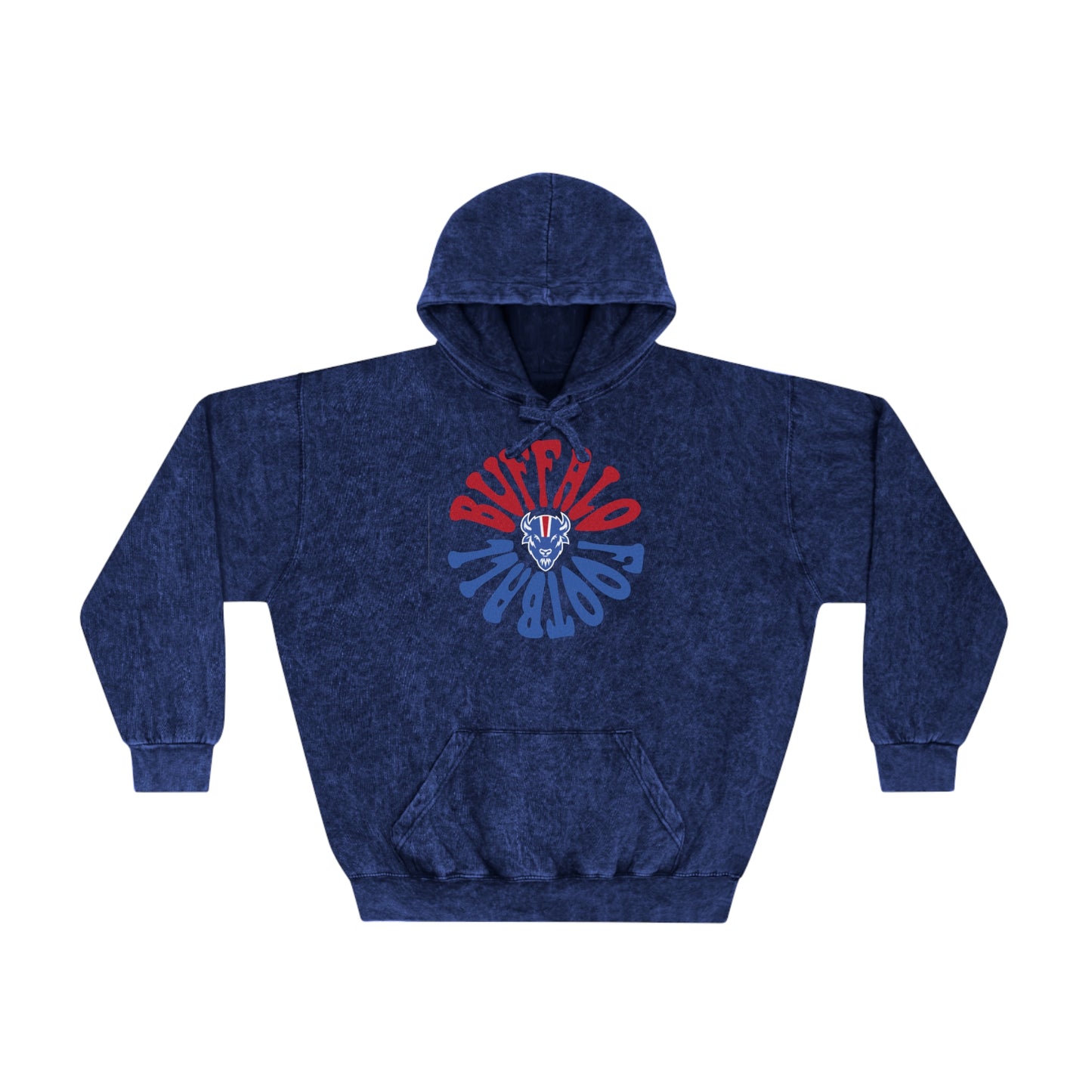 Buffalo Bills Navy Hoodie - NFL Football Tie Dye Mineral Wash Sweatshirt - Oversized Men's & Women's Unisex Tie Dye Hoodie - Design 2 