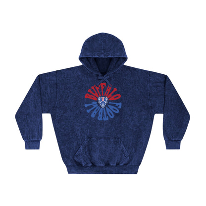 Buffalo Bills Navy Hoodie - NFL Football Tie Dye Mineral Wash Sweatshirt - Oversized Men's & Women's Unisex Tie Dye Hoodie - Design 2 