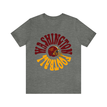 Hippy Style Washington Commanders Short Sleeve T-Shirt - Vintage Football Tee - Retro Redskins 70's, 80's, 90's - Design 2