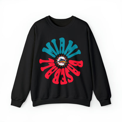 Retro Miami Baseball Throwback Sweatshirt - Vintage Baseball Unisex Crewneck