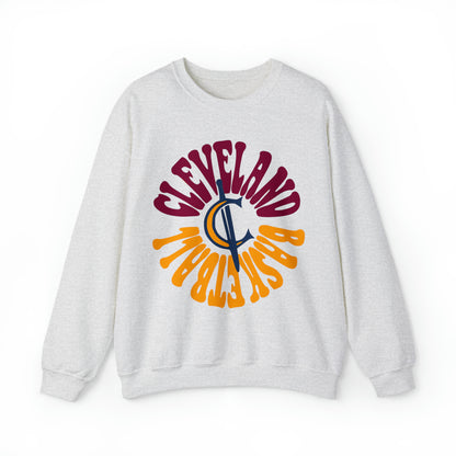 Hippy Cleveland Cavaliers Sweatshirt - Wine and Gold Vintage Style Basketball Crewneck