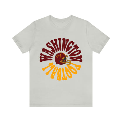 Hippy Style Washington Commanders Short Sleeve T-Shirt - Vintage Football Tee - Retro Redskins 70's, 80's, 90's - Design 2