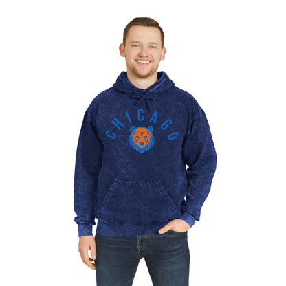 Navy Mineral Wash Hoodie Chicago Bears Sweatshirt - Vintage Football Apparel - Design 4