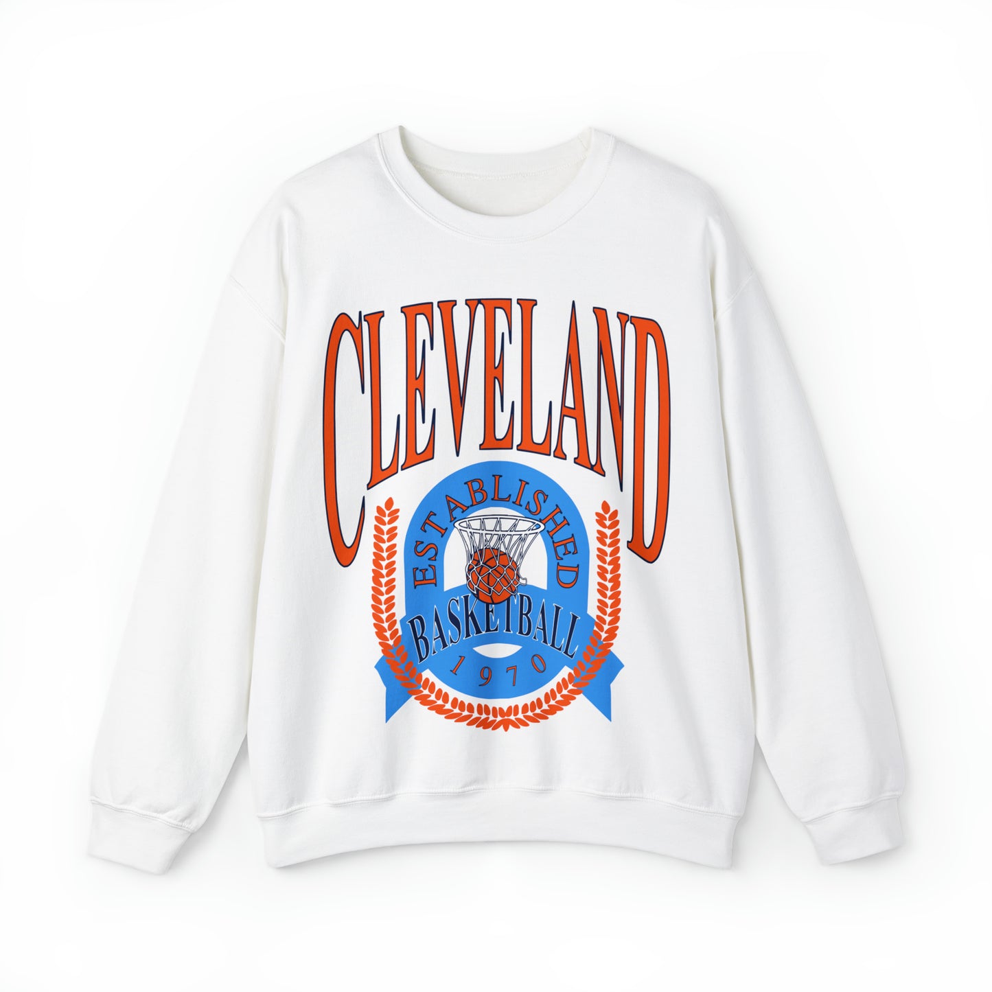 Vintage Cleveland Cavaliers Crewneck Sweatshirt Navy Blue - Blue & Orange Retro Unisex  NBA Basketball Sweatshirt