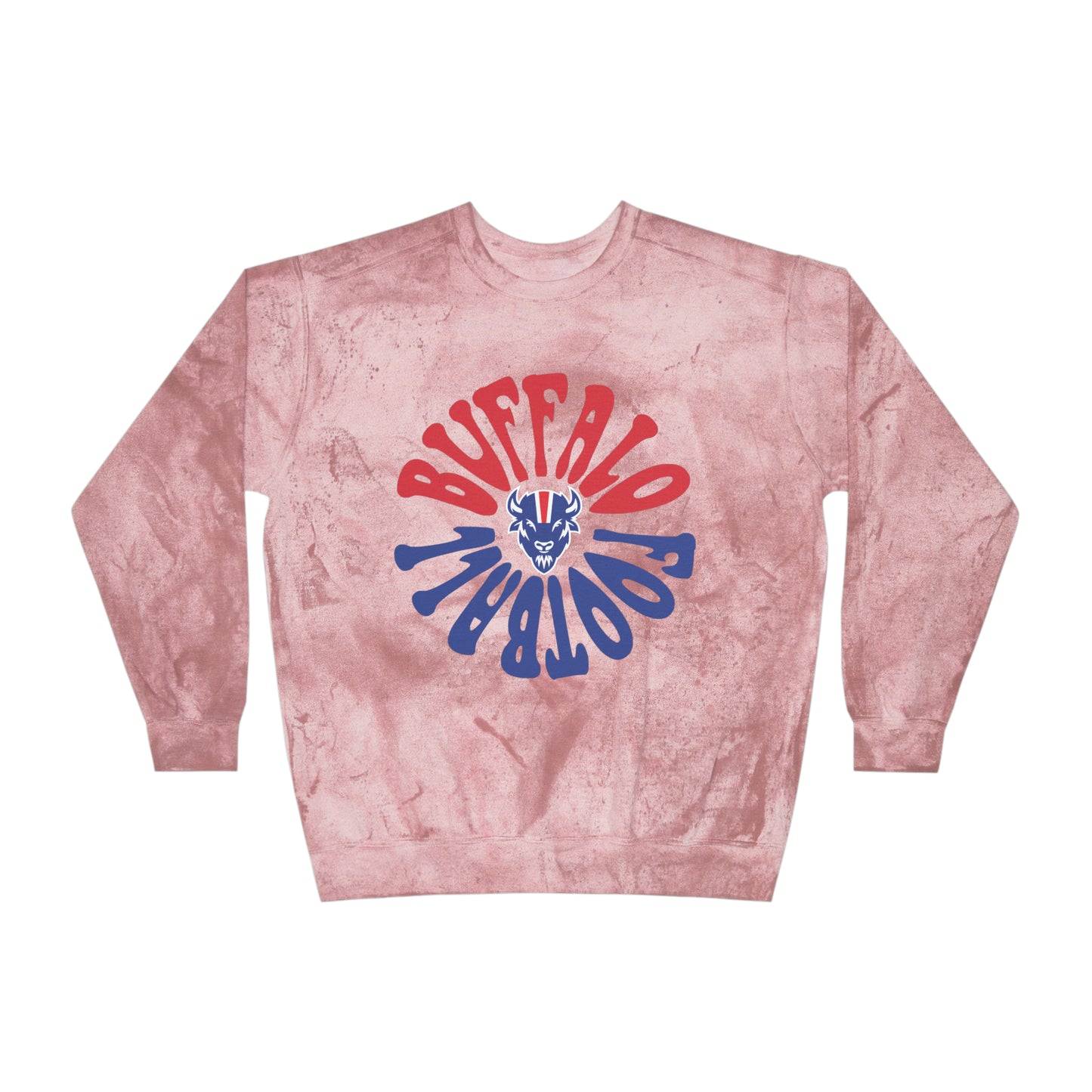 Comfort Colors - Tye Dye Buffalo Bills - Mineral Wash NFL - Color Blast Crewneck Sweatshirt - Design 2 Sweatshirt Printify Clay S Tye Dye Buffalo Bills Crewneck Sweatshirt - Vintage Comfort Colors NFL Football Hoodie - Design 2