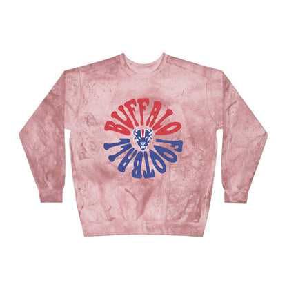 Comfort Colors - Tye Dye Buffalo Bills - Mineral Wash NFL - Color Blast Crewneck Sweatshirt - Design 2 Sweatshirt Printify Clay S Tye Dye Buffalo Bills Crewneck Sweatshirt - Vintage Comfort Colors NFL Football Hoodie - Design 2