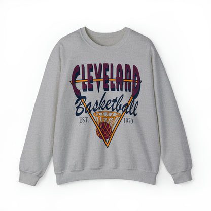 Vintage Cleveland Cavaliers Crewneck Sweatshirt - Cavs Retro Wine and Gold Basketball Hoodie