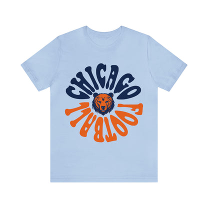 Chicago Bears Football Short Sleeve T-Shirt - Hippy Retro Men's & Women's Oversized Tee - Design 2