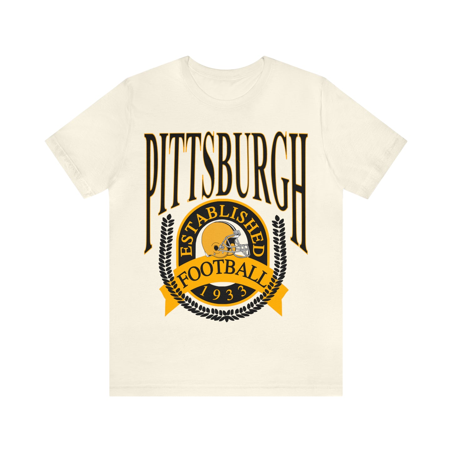 Throwback Pittsburgh Steelers Short Sleeve Tee - Vintage Football Logo Apparel T-Shirt - Retro Steel City Pennsylvania - Design 1