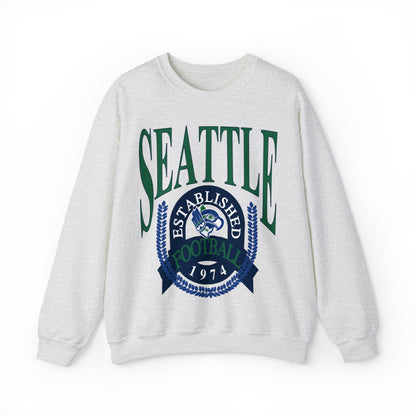 Throwback Vintage Seattle Seahawks Sweatshirt - Retro Style Football Crewneck - Men's & Women's Retro Apparel - Design 1