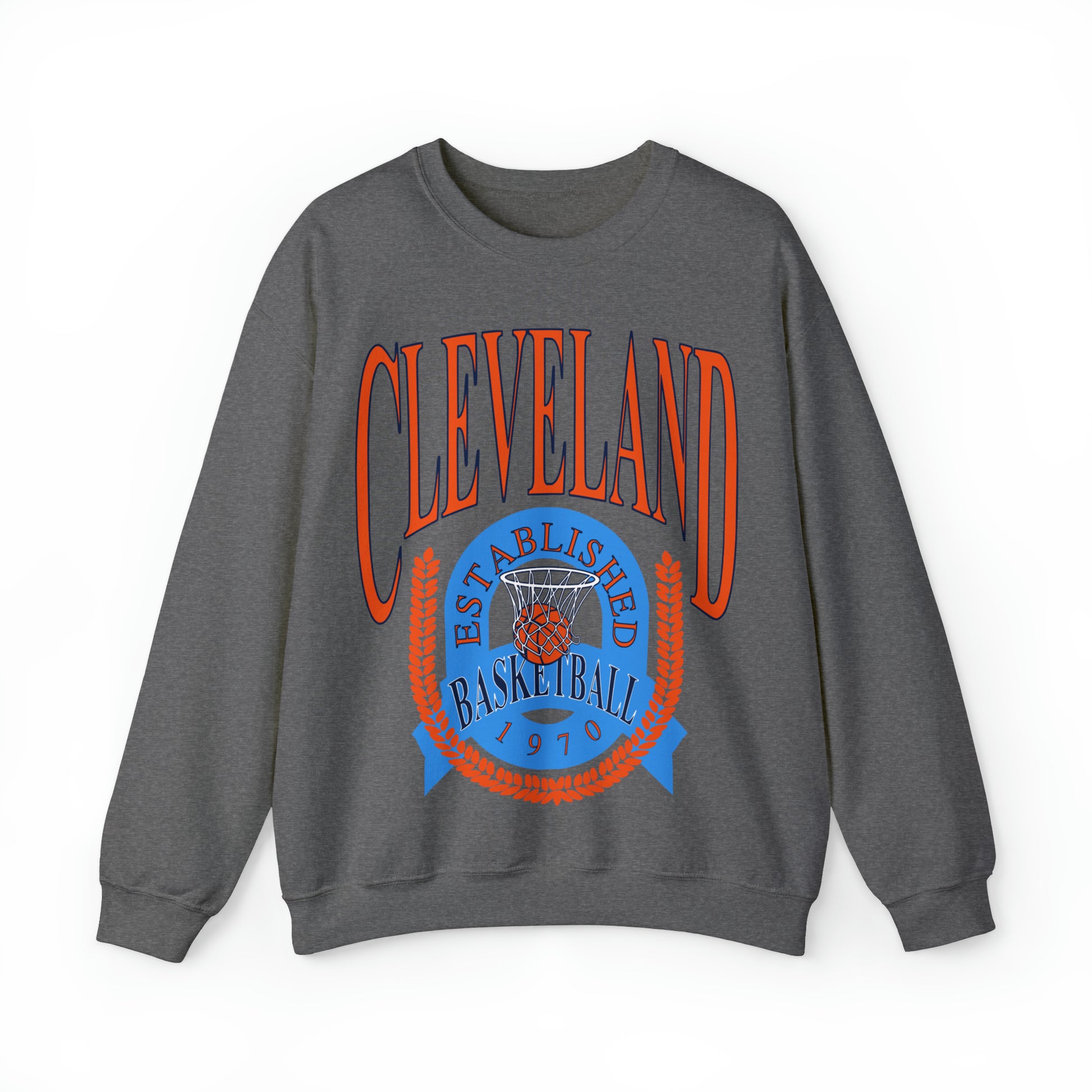 Vintage Cleveland Cavaliers Crewneck Sweatshirt Navy Blue - Blue & Orange Retro Unisex  NBA Basketball Sweatshirt