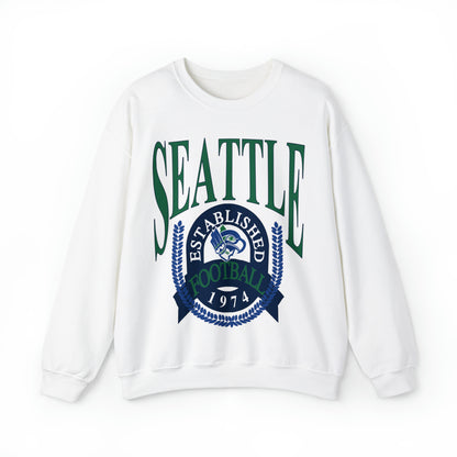 Throwback Vintage Seattle Seahawks Sweatshirt - Retro Style Football Crewneck - Men's & Women's Retro Apparel - Design 1