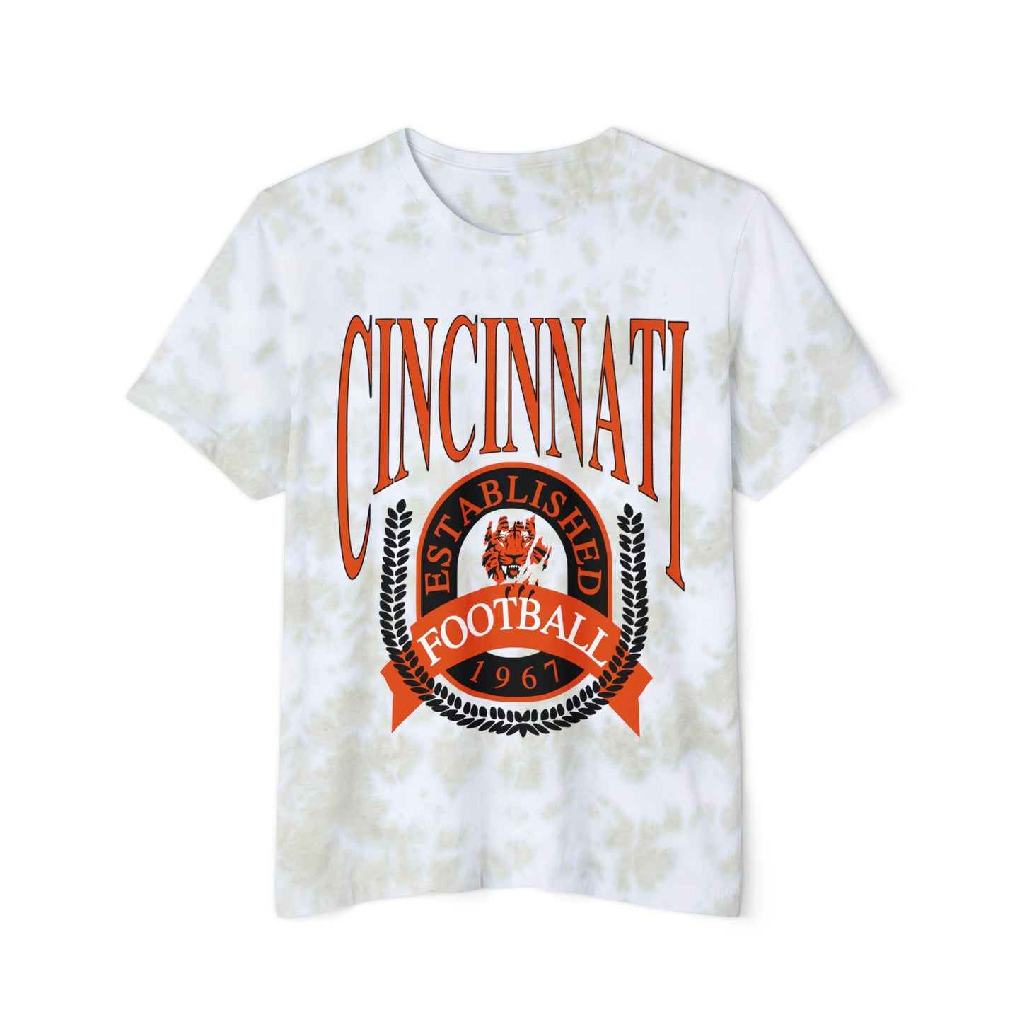 Tie Dye Cincinnati Bengals T-Shirt - Acid Wash Men's & Women's Retro NFL Football Tee Apparel - Design 1