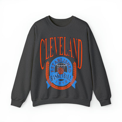 Vintage Cleveland Cavaliers Crewneck Sweatshirt Navy Blue - Blue & Orange Retro Unisex  NBA Basketball Sweatshirt