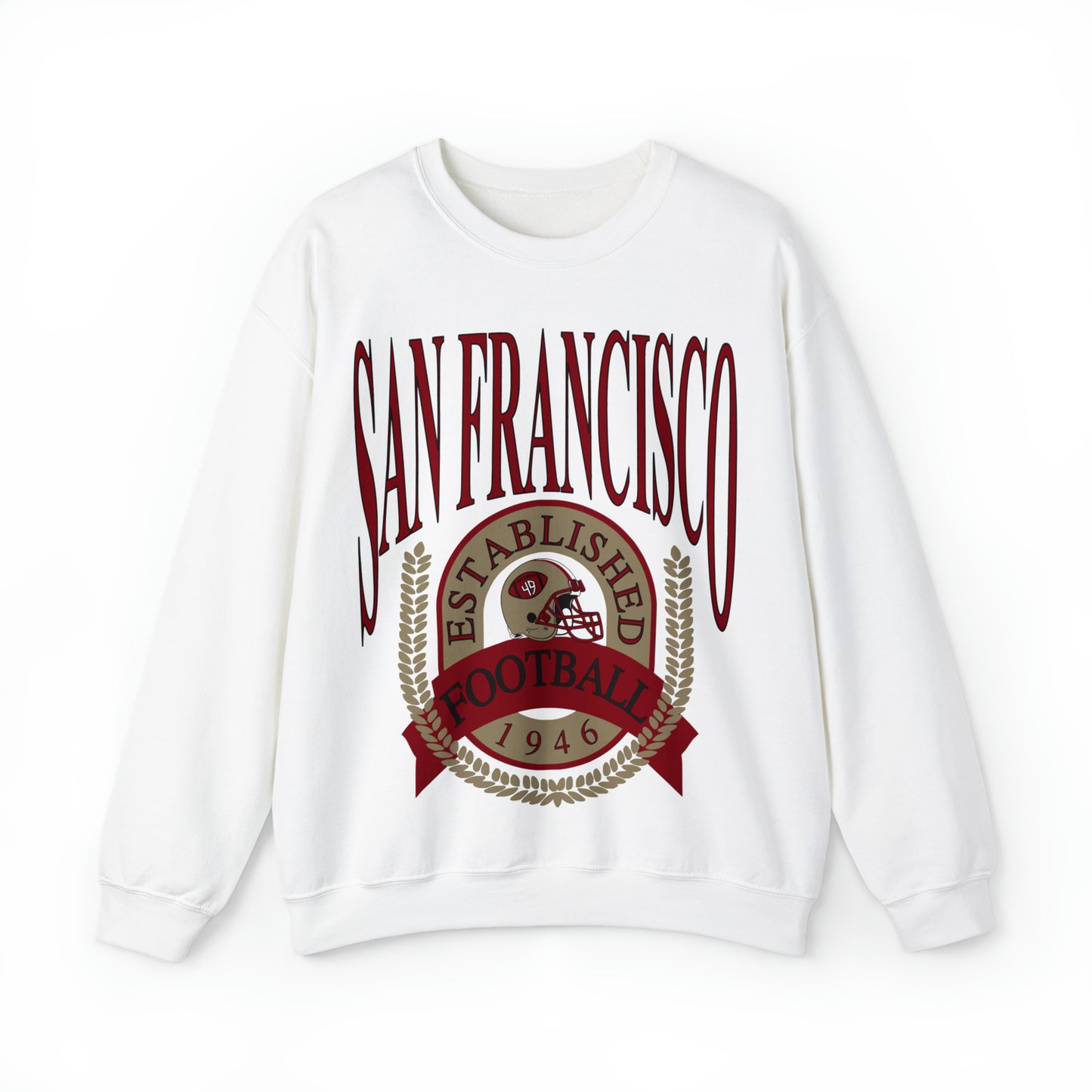 Vintage San Francisco 49ERS Football Crewneck Sweatshirt - Men's & Women's Unisex Retro Long Sleeve Oversized Hoodie - Design 1