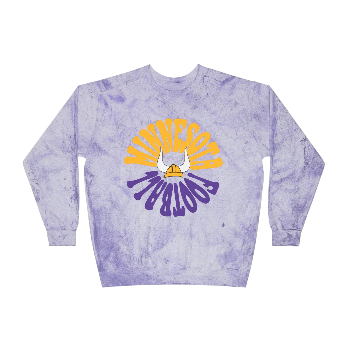 Comfort Colors - Tye Dye Hippy Retro Minnesota Vikings Football Crewneck - Mineral Wash NFL - Color Blast Sweatshirt - Design 2