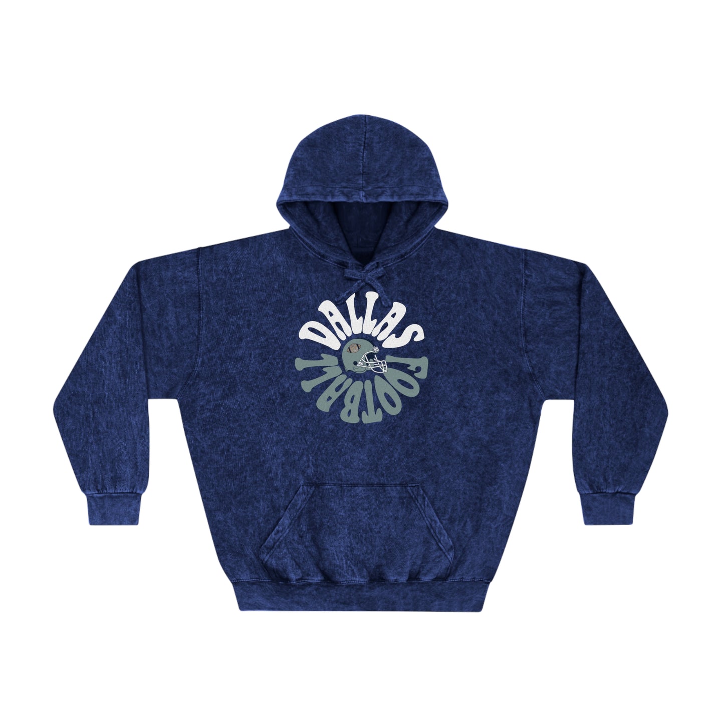 Retro Dallas Cowboys Tie Dye Navy Sweatshirt - Unisex Mineral Wash Hoodie - Oversized for Men & Women - Design 2