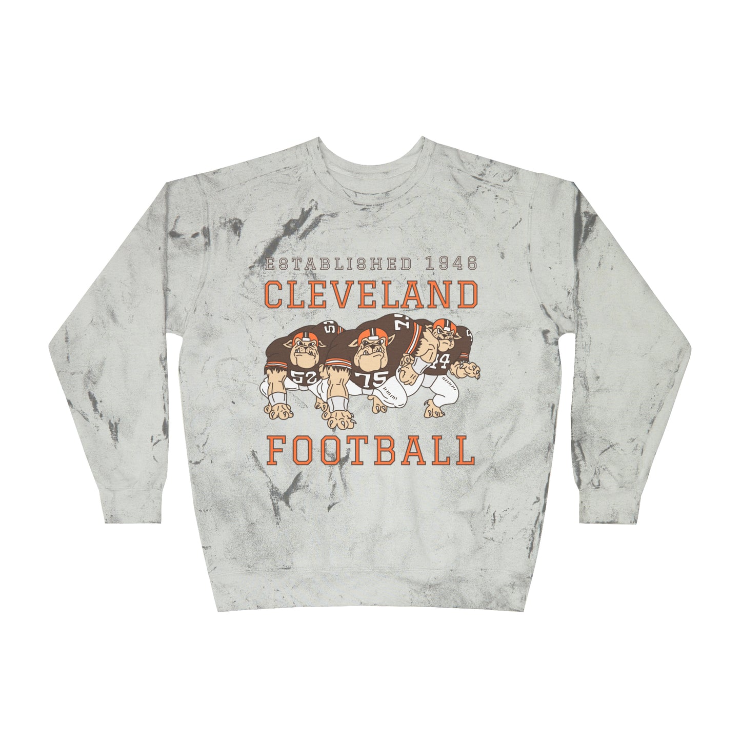 Tie Dye Cleveland Browns Crewneck Sweatshirt - Acid Wash Dawg Pound Hoodie - Browns NFLFootball - Color Blast Crewneck Sweatshirt - Design 8