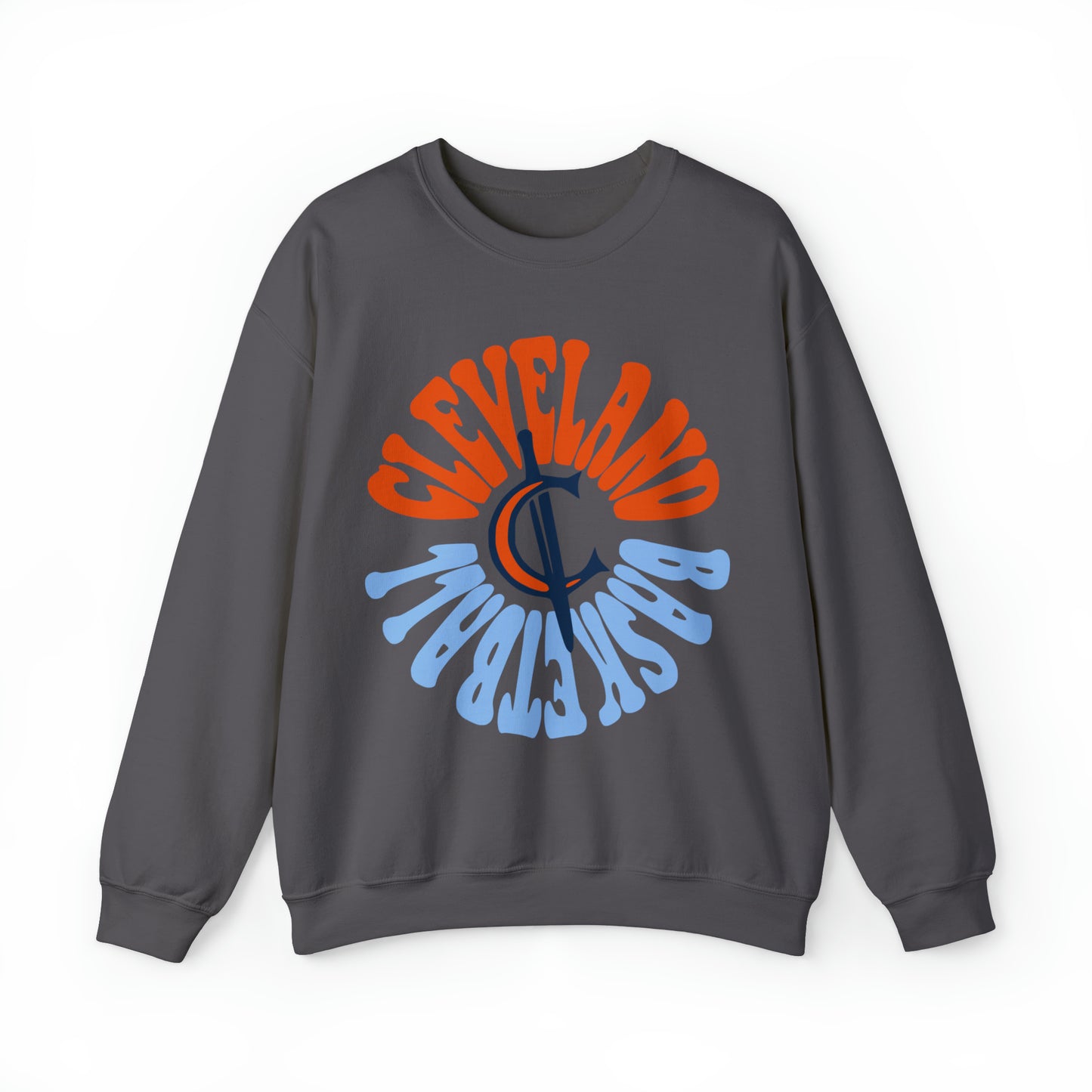 Throwback Cleveland Cavaliers Sweatshirt - Blue and Orange Vintage Style Basketball Crewneck