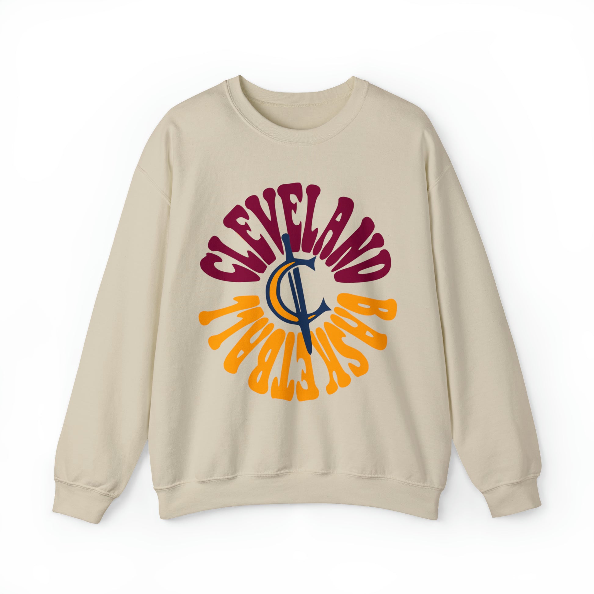 Hippy Cleveland Cavaliers Sweatshirt - Wine and Gold Vintage Style Basketball Crewneck