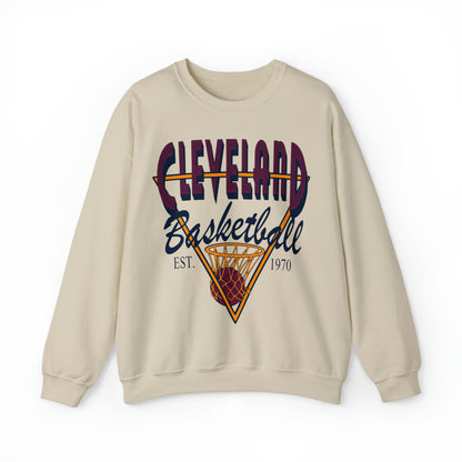 Vintage Cleveland Cavaliers Crewneck Sweatshirt - Cavs Retro Wine and Gold Basketball Hoodie