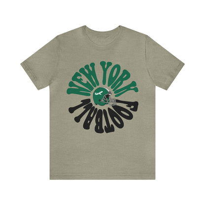 Hippy Retro New York Jets Football Tee - Retro Football T-Shirt Apparel - Men's & Women's Unisex Sizing