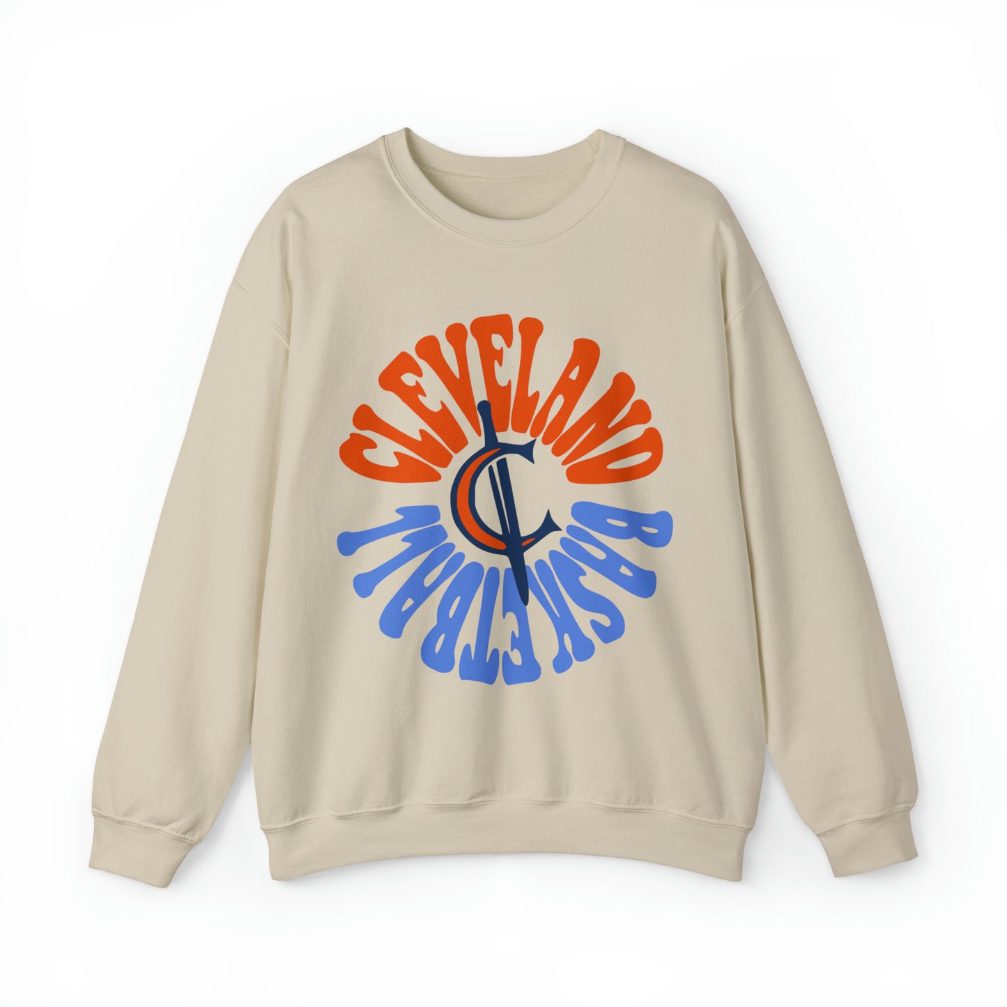 Throwback Cleveland Cavaliers Sweatshirt - Blue and Orange Vintage Style Basketball Crewneck