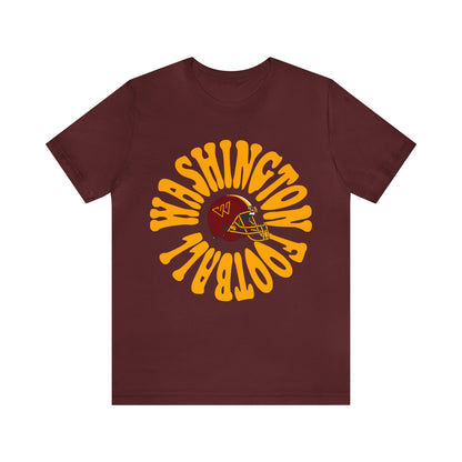 Hippy Style Washington Commanders Short Sleeve T-Shirt - Vintage Football Tee - Retro Redskins 70's, 80's, 90's - Design 2