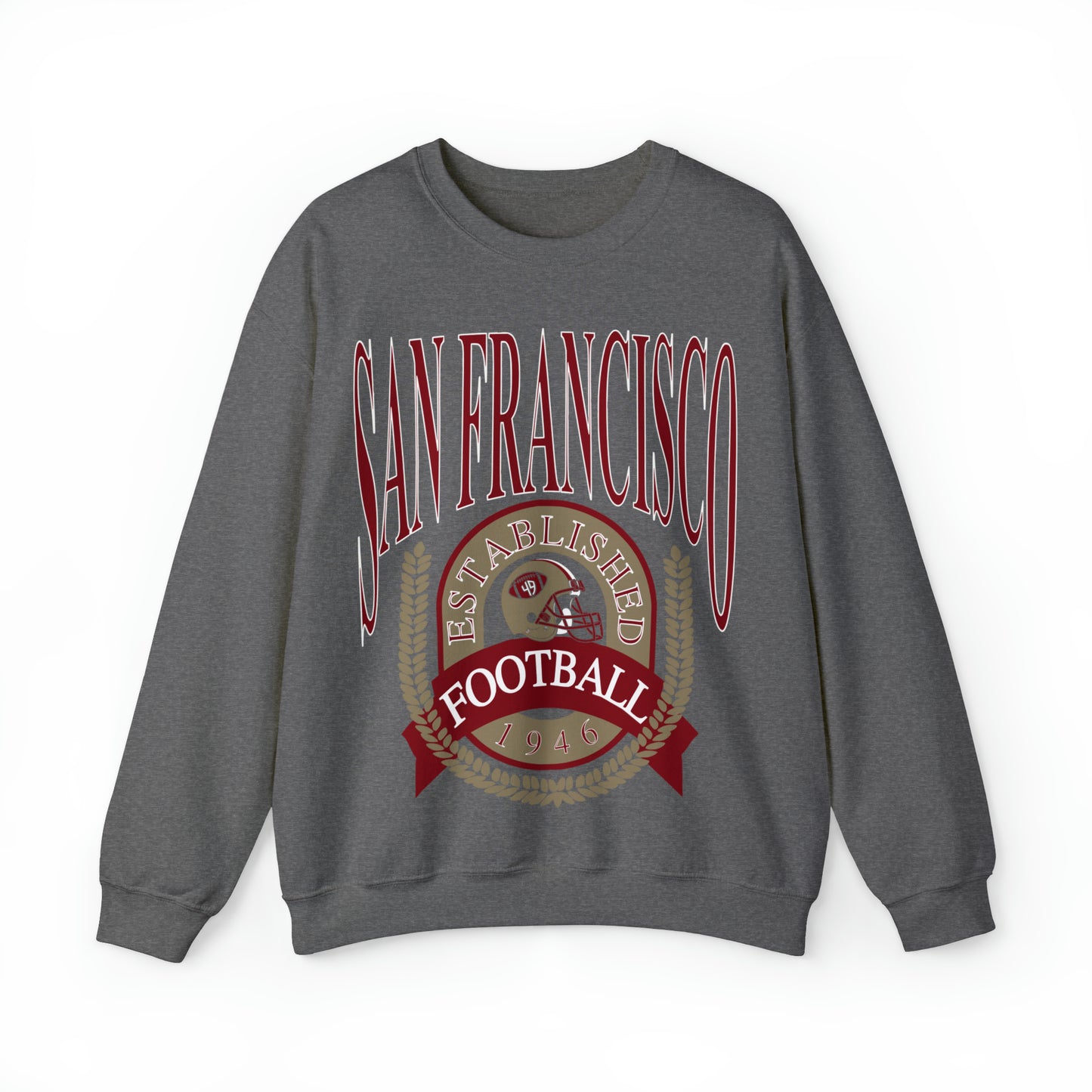 Vintage San Francisco 49ERS Football Crewneck Sweatshirt - Men's & Women's Unisex Retro Long Sleeve Oversized Hoodie - Design 1