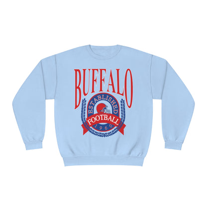 Vintage Buffalo Bills Crewneck Sweatshirt - Retro NFL Football Men's Women's Hoodie - Oversized Apparel - Design 1 light blue