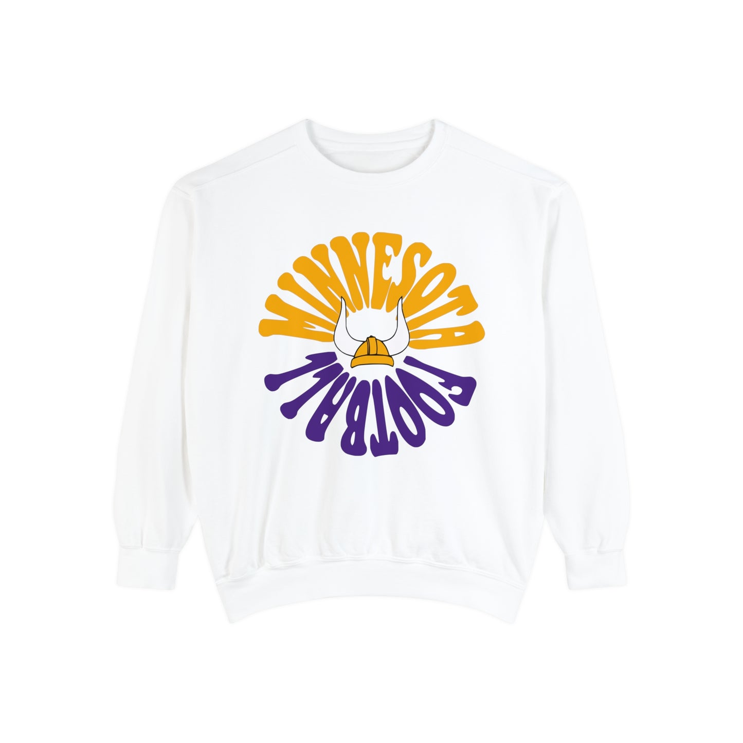 Comfort Colors - Retro Purple Yellow Minnesota Vikings Football Crewneck - Pastel NFL Hippy Circle Sweatshirt Men & Women - Design 2