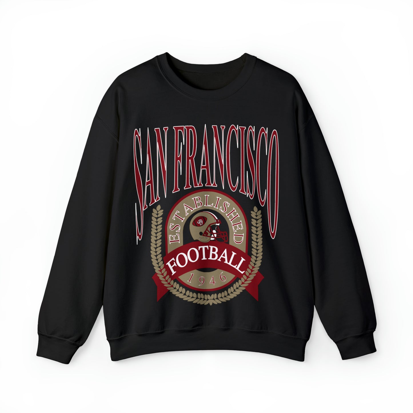 Vintage San Francisco 49ERS Football Crewneck Sweatshirt - Men's & Women's Unisex Retro Long Sleeve Oversized Hoodie - Design 1