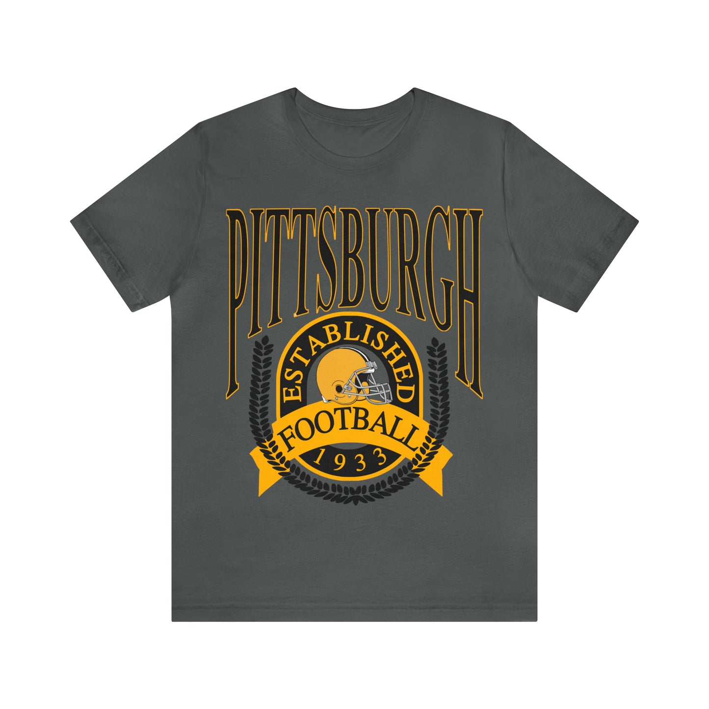 Throwback Pittsburgh Steelers Short Sleeve Tee - Vintage Football Logo Apparel T-Shirt - Retro Steel City Pennsylvania - Design 1