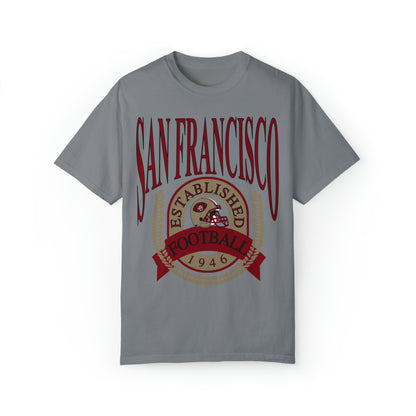 Comfort Colors Throwback San Francisco 49ERS NFL Football Tee - Short Sleeve T-Shirt Unisex Men's Women's Oversized Apparel - Design 1