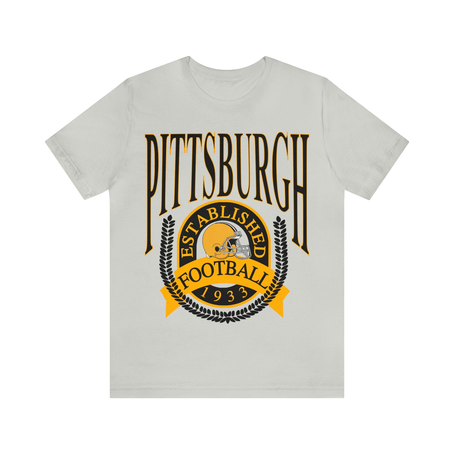 Throwback Pittsburgh Steelers Short Sleeve Tee - Vintage Football Logo Apparel T-Shirt - Retro Steel City Pennsylvania - Design 1