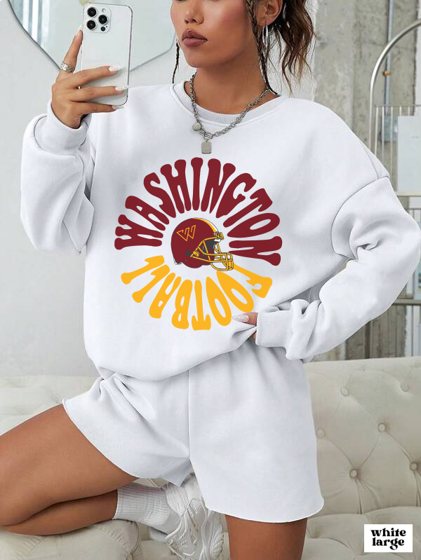 Hippy Style Washington Commanders Football Crewneck - Vintage Football Sweatshirt - Retro Redskins 70's, 80's, 90's - Design 2