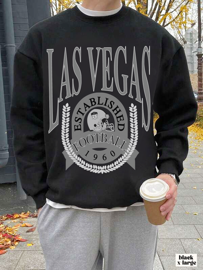 Black Vintage Las Vegas Raiders Football Sweatshirt - Retro Style NFL Unisex Crewneck Hoodie - Design 1