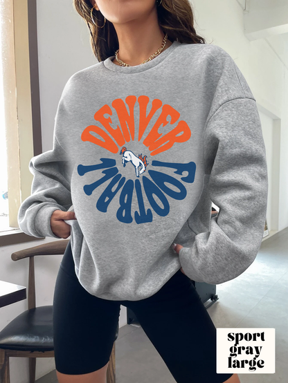 Retro Denver Broncos Crewneck Sweatshirt - Vintage Colorado Football Style Apparel - Men's & Women's Unisex Sizing