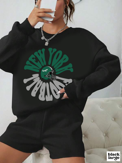 Hippy Retro New York Jets Football Sweatshirt - Vintage Style Football Crewneck - Men's & Women's Football Apparel