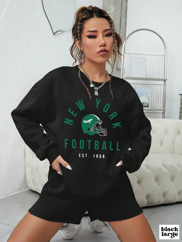 Black Vintage New York Jets Football Sweatshirt - Vintage Style Football Crewneck - Men's & Women's Football Apparel