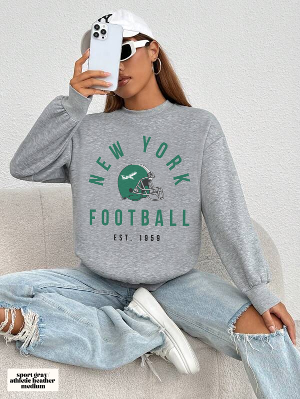 Vintage New York Jets Football Sweatshirt - Vintage Style Football Crewneck - Men's & Women's Football Apparel