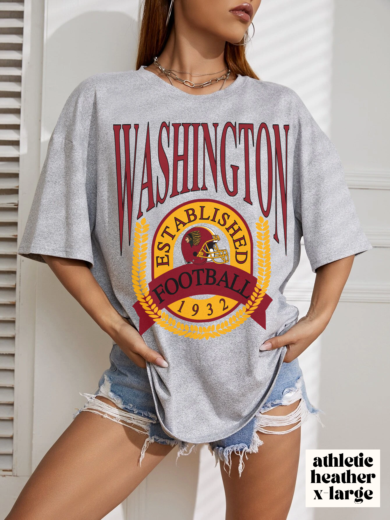 90's Washington Redskins Short Sleeve T-Shirt - Vintage Football Tee - Retro Commanders 70's, 80's, 90's - Design 1