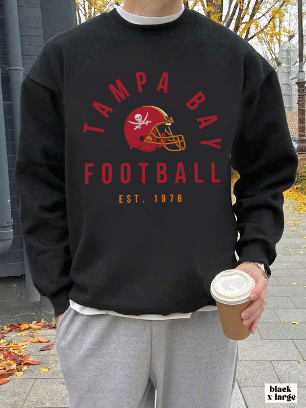 Black Throwback Tampa Bay Buccaneers Crewneck - Vintage Men's & Women's Oversized Football Sweatshirt - Design 3